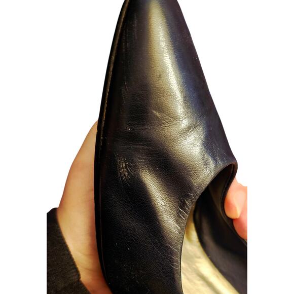 Bernardo Black Leather Classic Slip-On Pointed-Toe Heels Pumps Women’s Size 10 - Picture 9 of 12